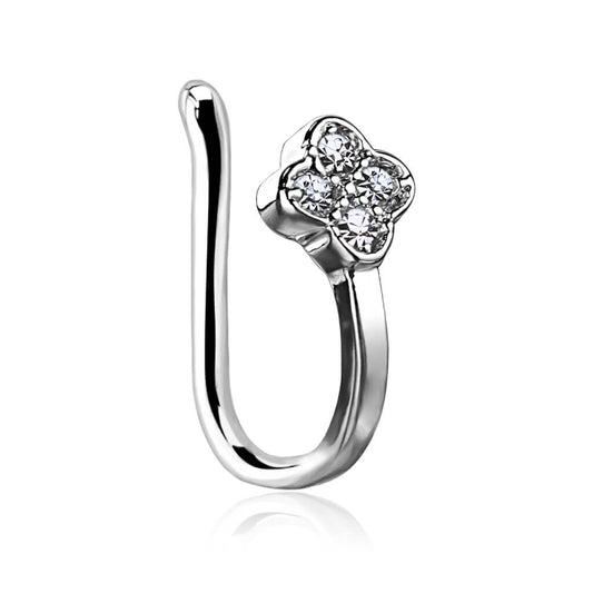 Pavé CZ Flower Non-Piercing Nose & Ear Clip