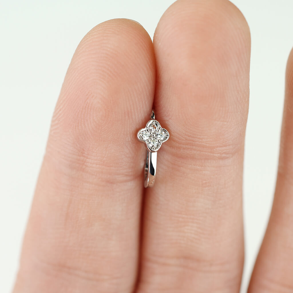 Pavé CZ Flower Non-Piercing Nose & Ear Clip