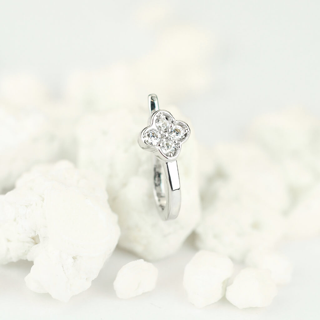 Pavé CZ Flower Non-Piercing Nose & Ear Clip