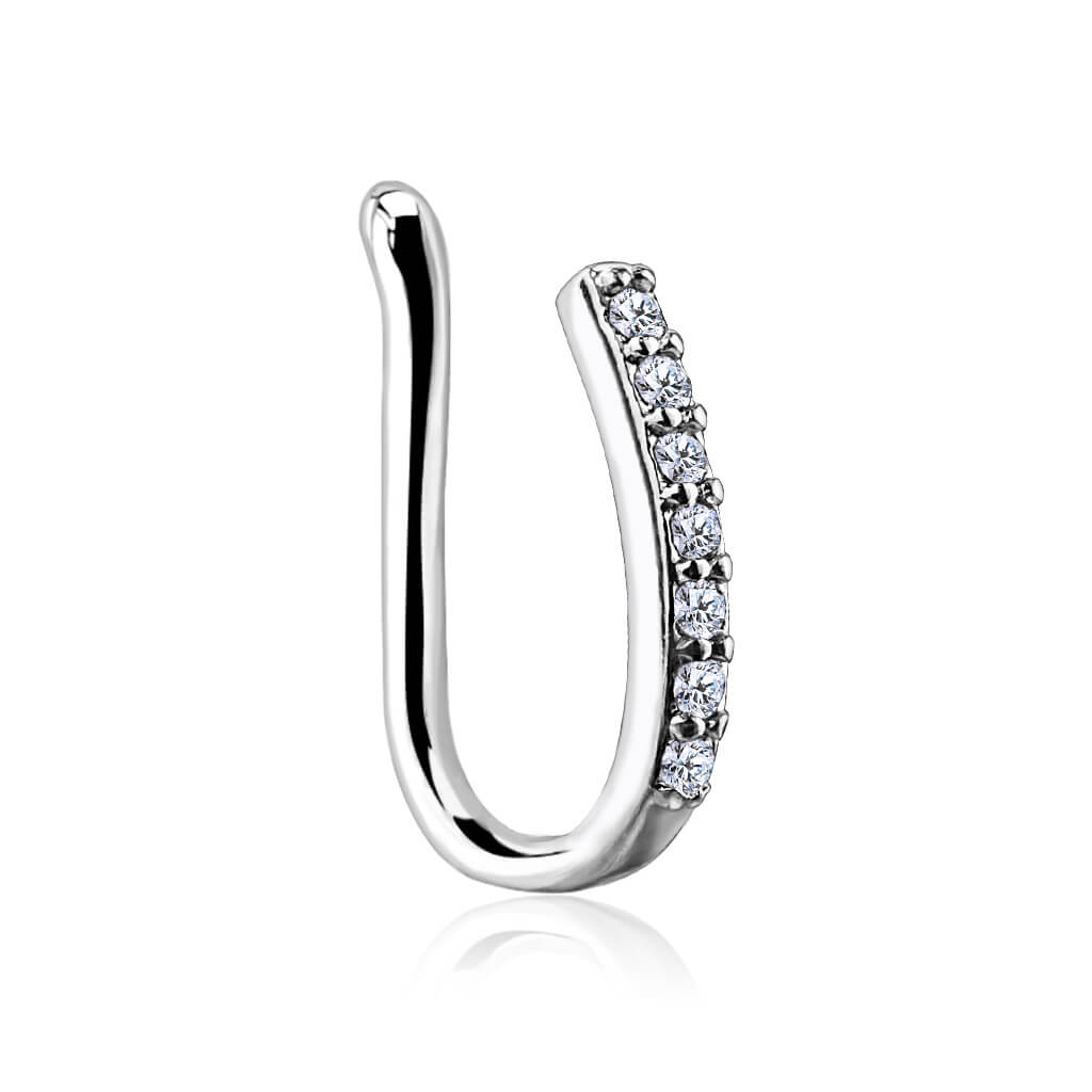 Lined CZ Bar Non-Piercing Nose & Ear Clip