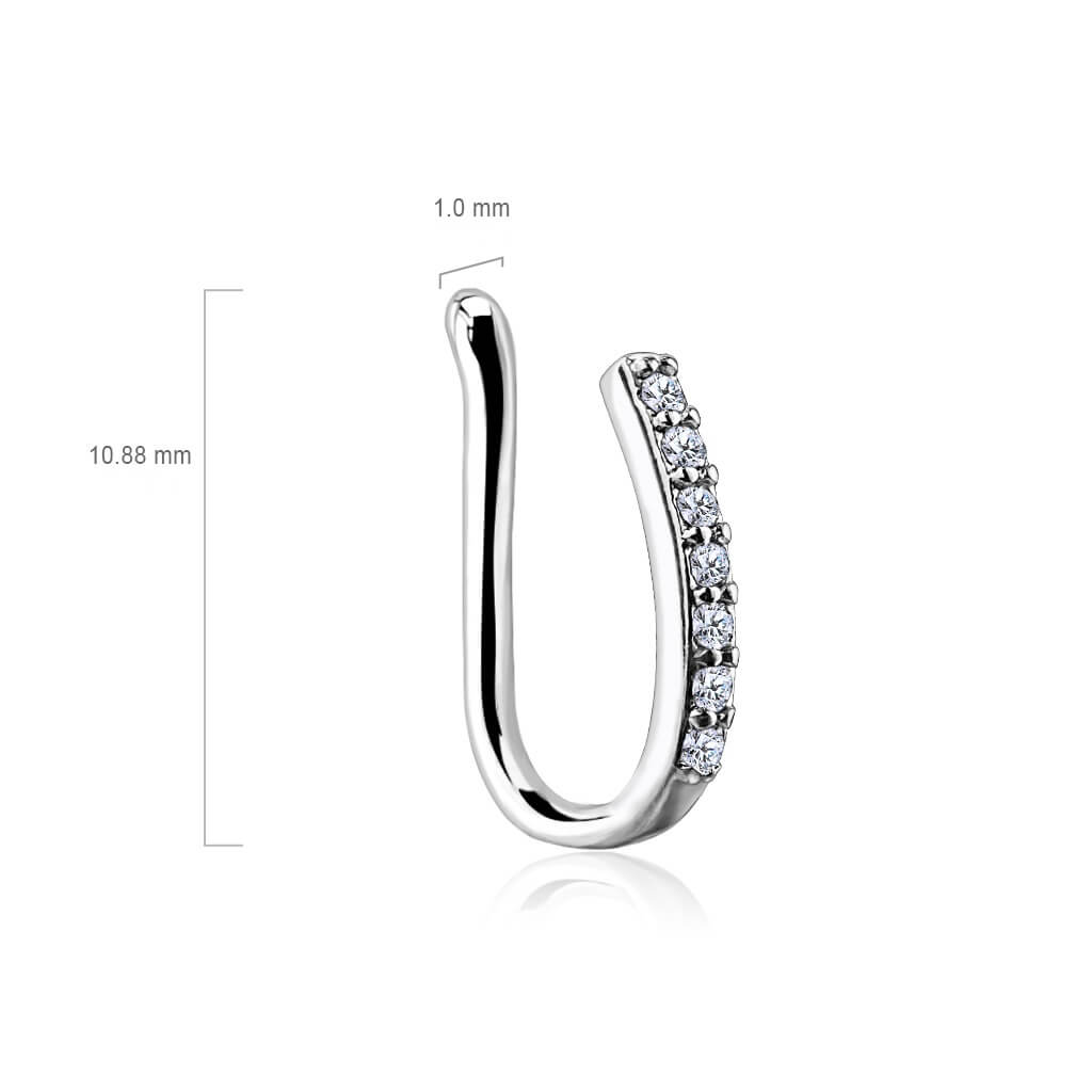 Lined CZ Bar Non-Piercing Nose & Ear Clip