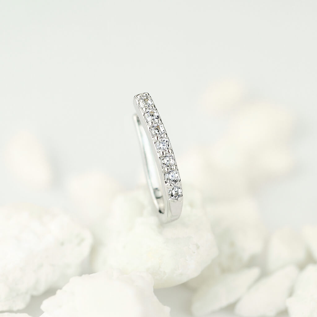Lined CZ Bar Non-Piercing Nose & Ear Clip