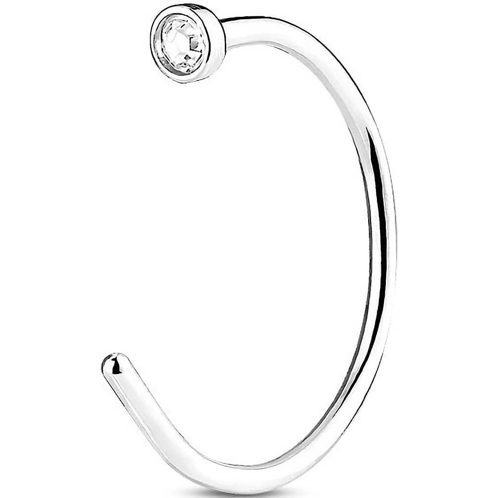 Clear Gem Top Surgical Steel Nose Hoop Ring