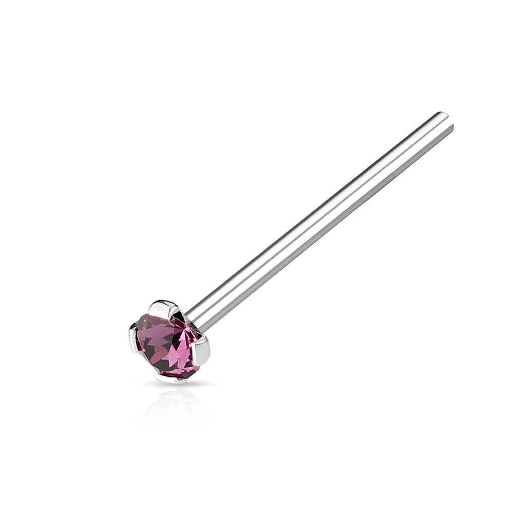 2mm Prong-Set CZ Fishtail Nose Ring