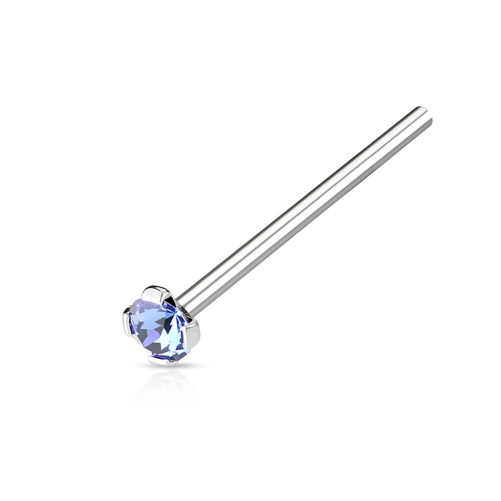 2mm Prong-Set CZ Fishtail Nose Ring