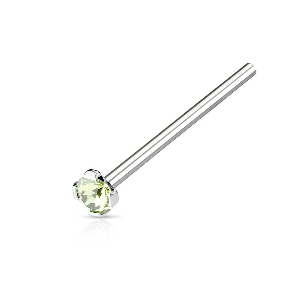 2mm Prong-Set CZ Fishtail Nose Ring