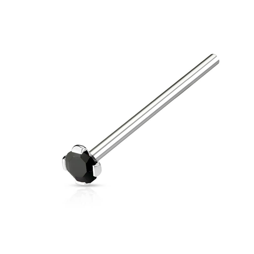 2mm Prong-Set CZ Fishtail Nose Ring