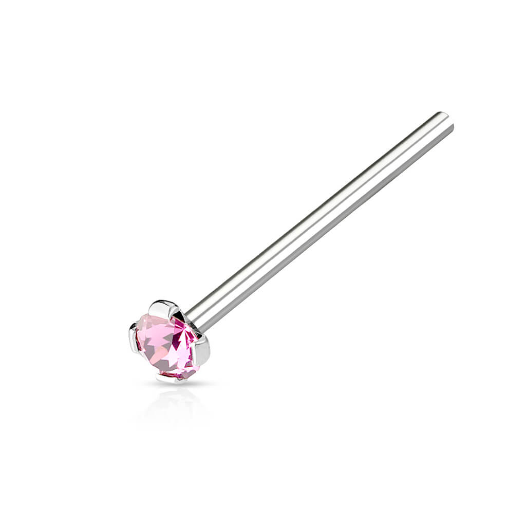 2mm Prong-Set CZ Fishtail Nose Ring
