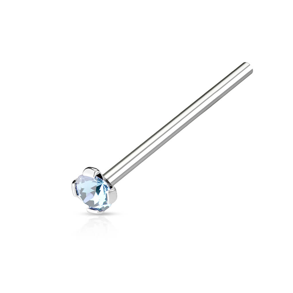 2mm Prong-Set CZ Fishtail Nose Ring