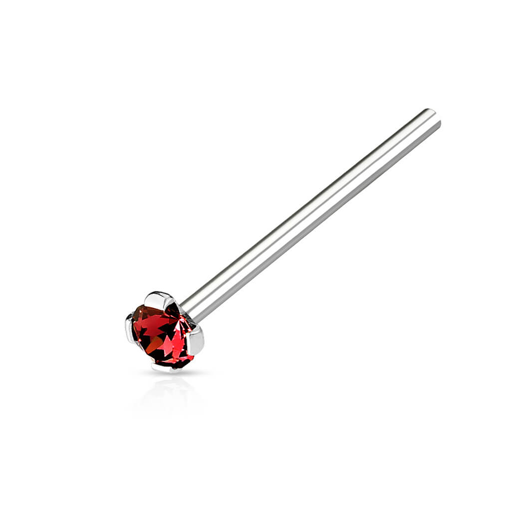 2mm Prong-Set CZ Fishtail Nose Ring