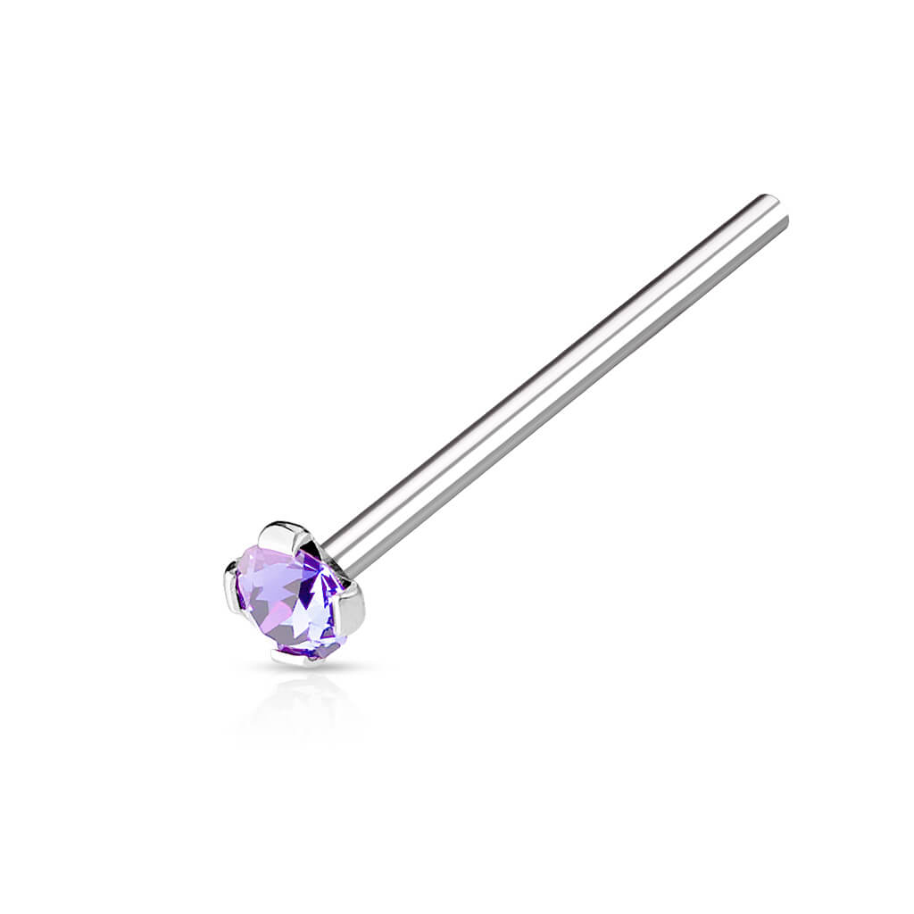 2mm Prong-Set CZ Fishtail Nose Ring