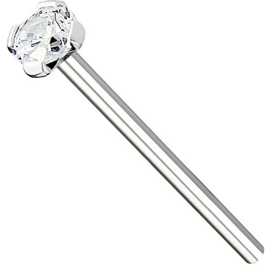 2mm Clear CZ 12mm Fishtail Nose Ring