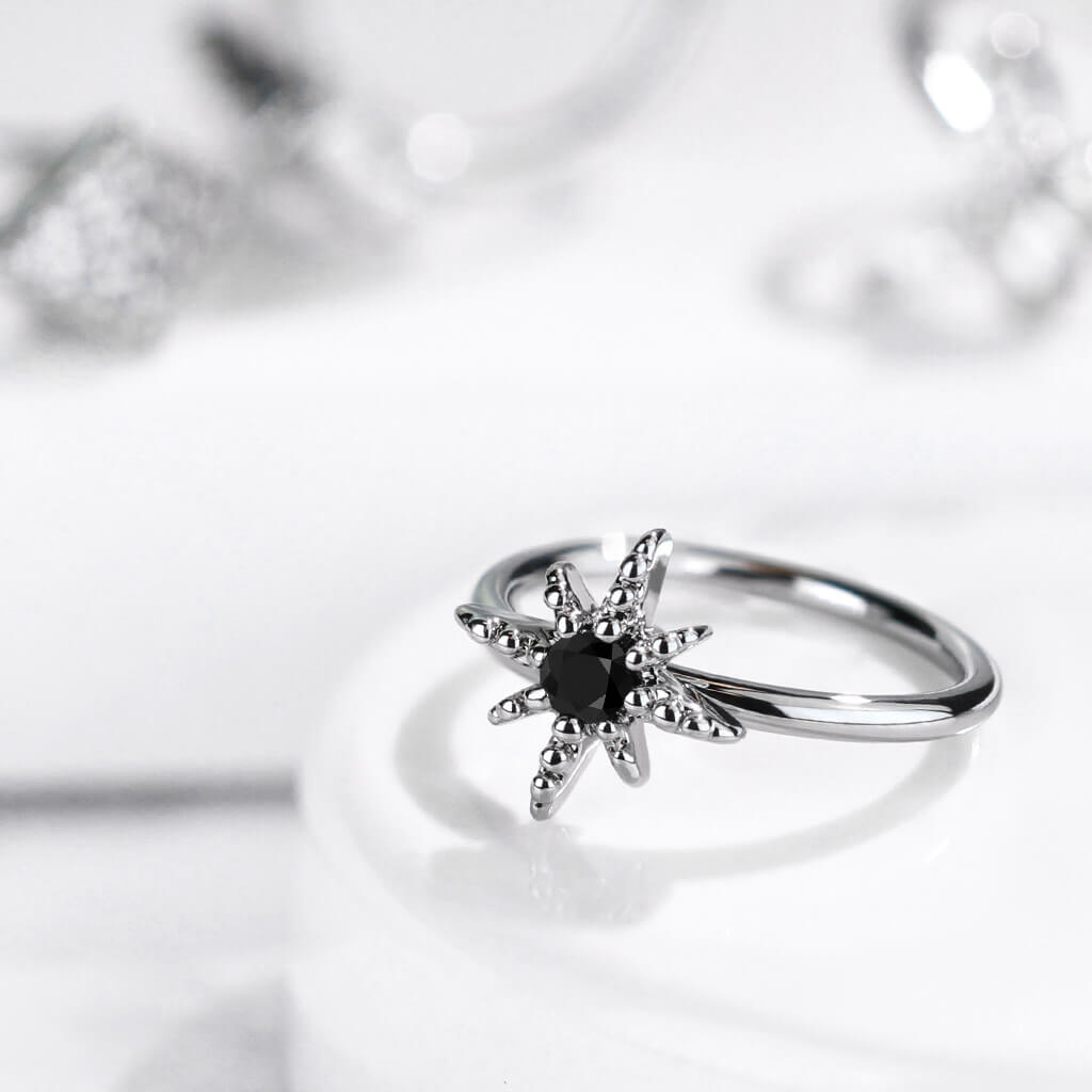 Black CZ Starburst Bendable Nose & Cartilage Hoop