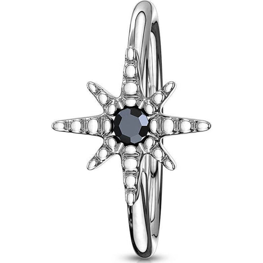 Black CZ Starburst Bendable Nose & Cartilage Hoop
