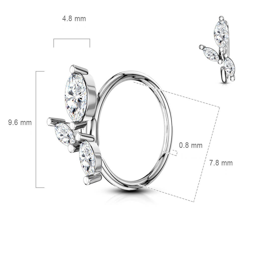 Marquise CZ Vine Bendable Nose Hoop