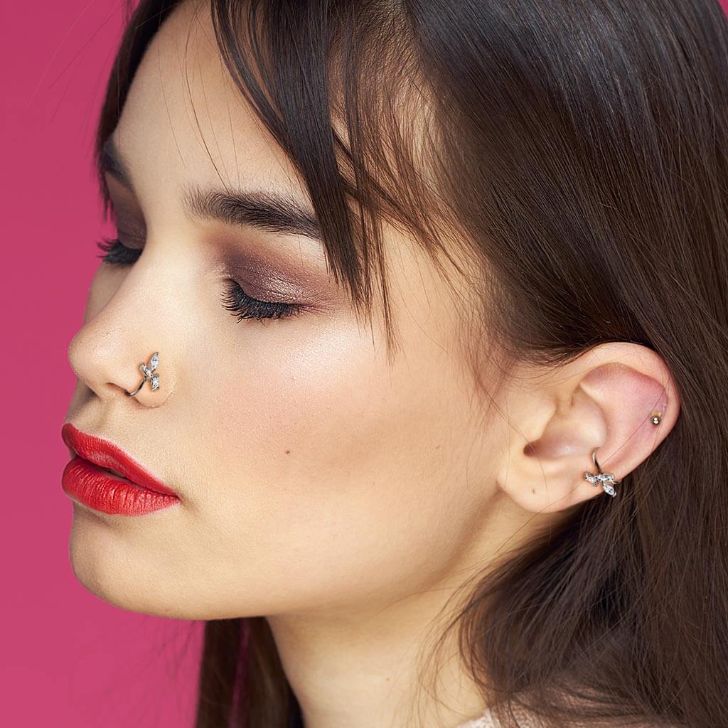 Marquise CZ Vine Bendable Nose Hoop