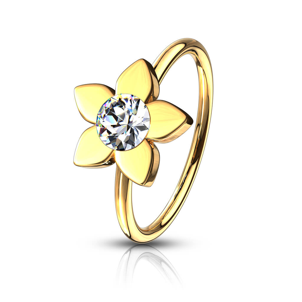 Jeweled Flower Nose Hoop Ring