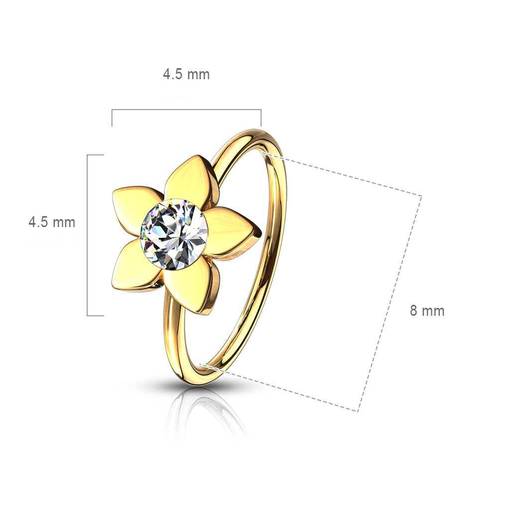 Jeweled Flower Nose Hoop Ring