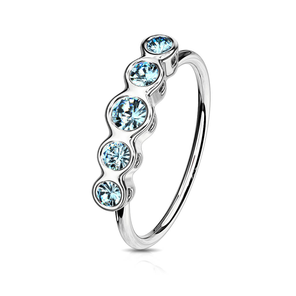 Five CZ Bezel Bendable Nose Hoop - Surgical Steel