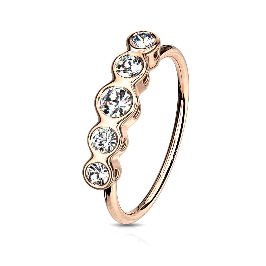 Five CZ Bezel Bendable Nose Hoop - Surgical Steel