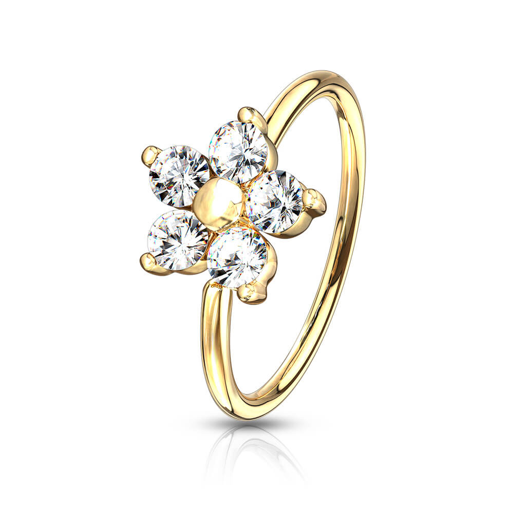 CZ Flower Bendable Nose Hoop Ring