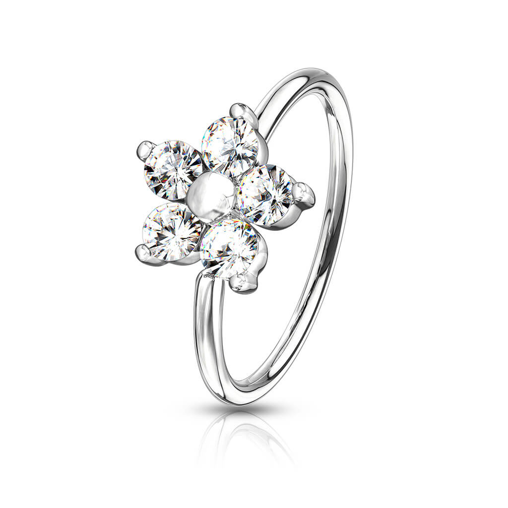 CZ Flower Bendable Nose Hoop Ring