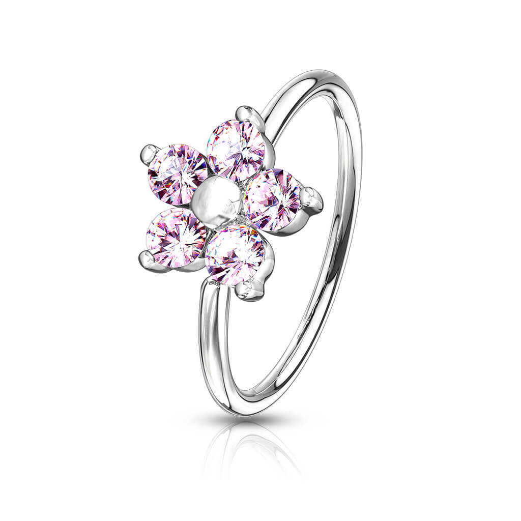 CZ Flower Bendable Nose Hoop Ring