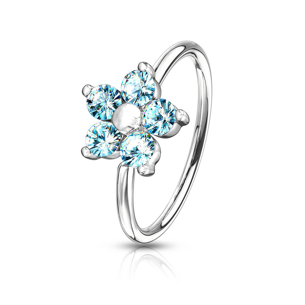 CZ Flower Bendable Nose Hoop Ring