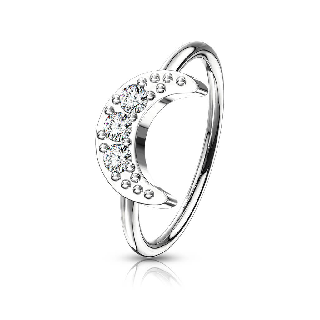 CZ Crescent Moon Bendable Nose Hoop