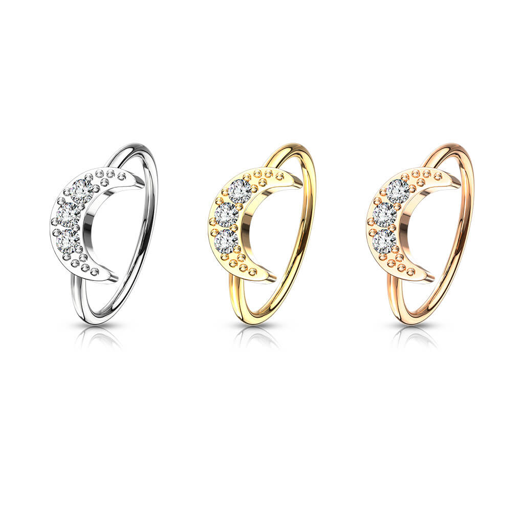 CZ Crescent Moon Bendable Nose Hoop