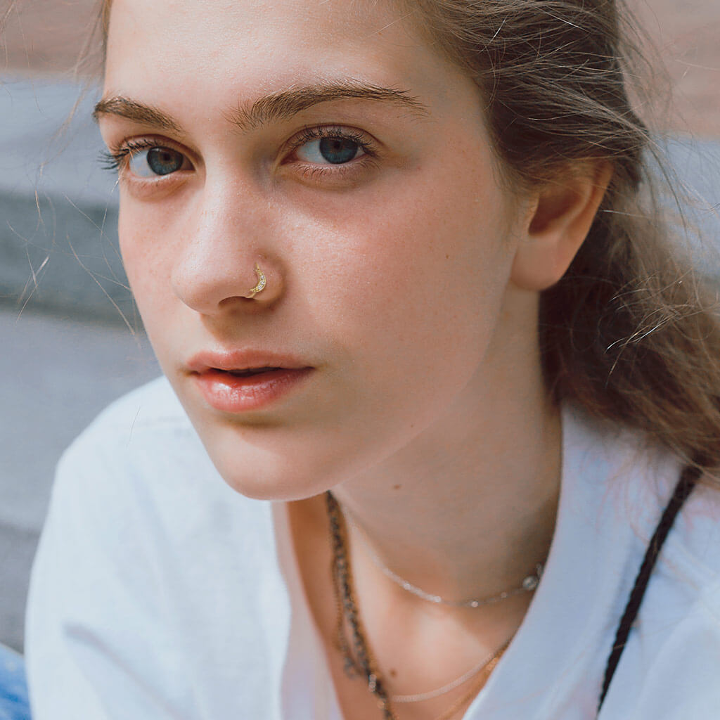 CZ Crescent Moon Bendable Nose Hoop