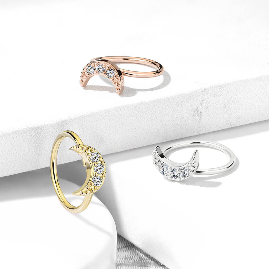 CZ Crescent Moon Bendable Nose Hoop