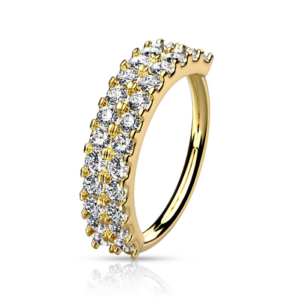 Double Lined CZ Half Circle Bendable Nose Hoop