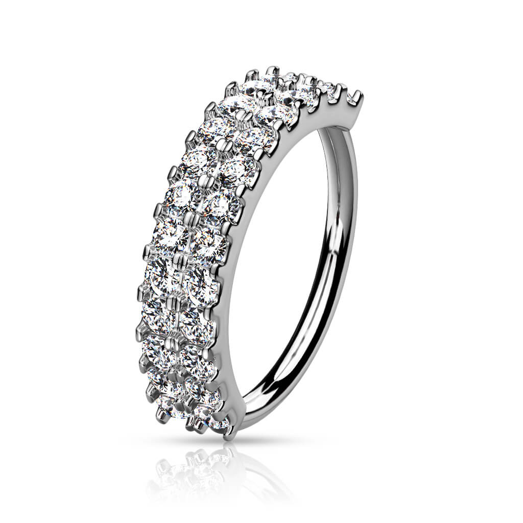 Double Lined CZ Half Circle Bendable Nose Hoop