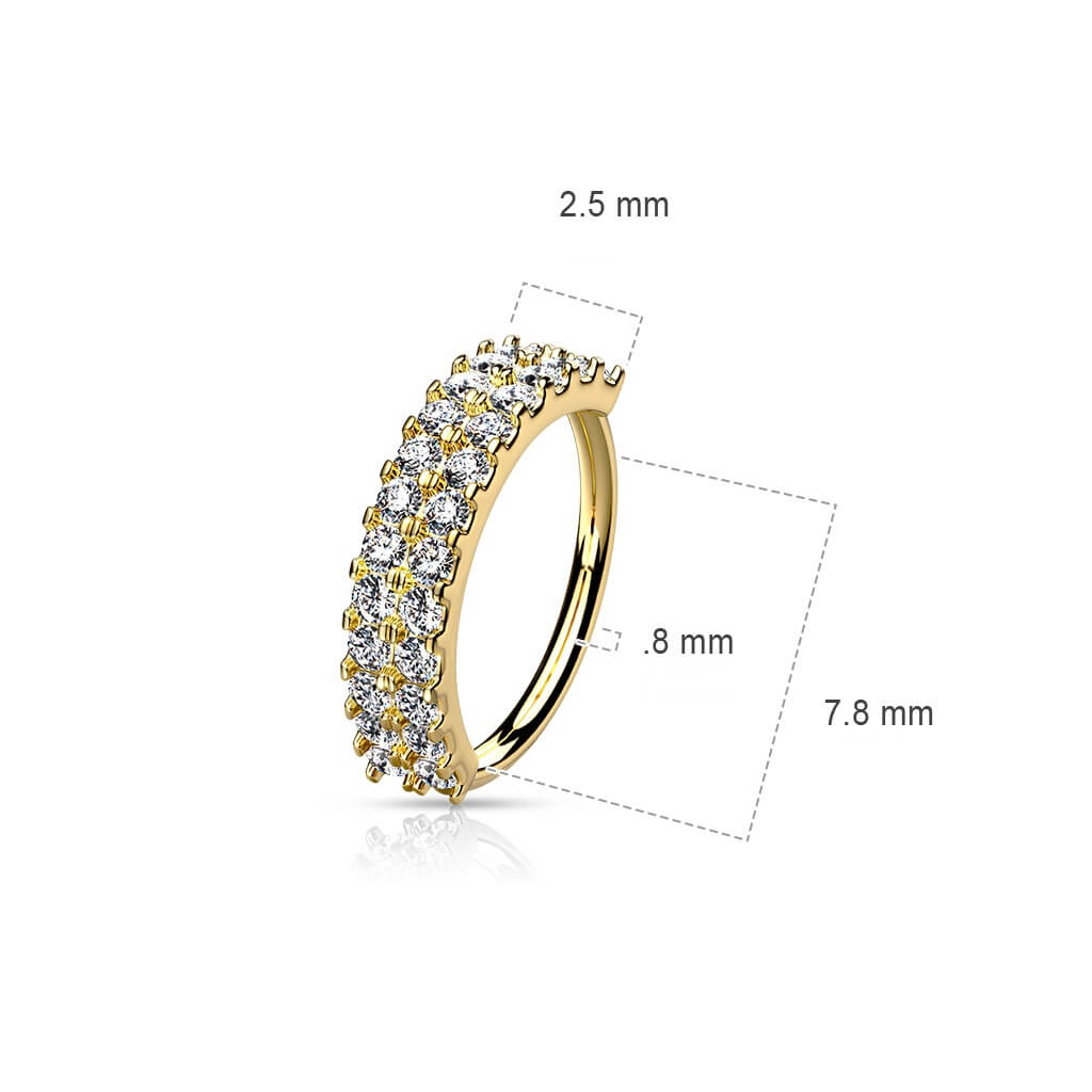 Double Lined CZ Half Circle Bendable Nose Hoop