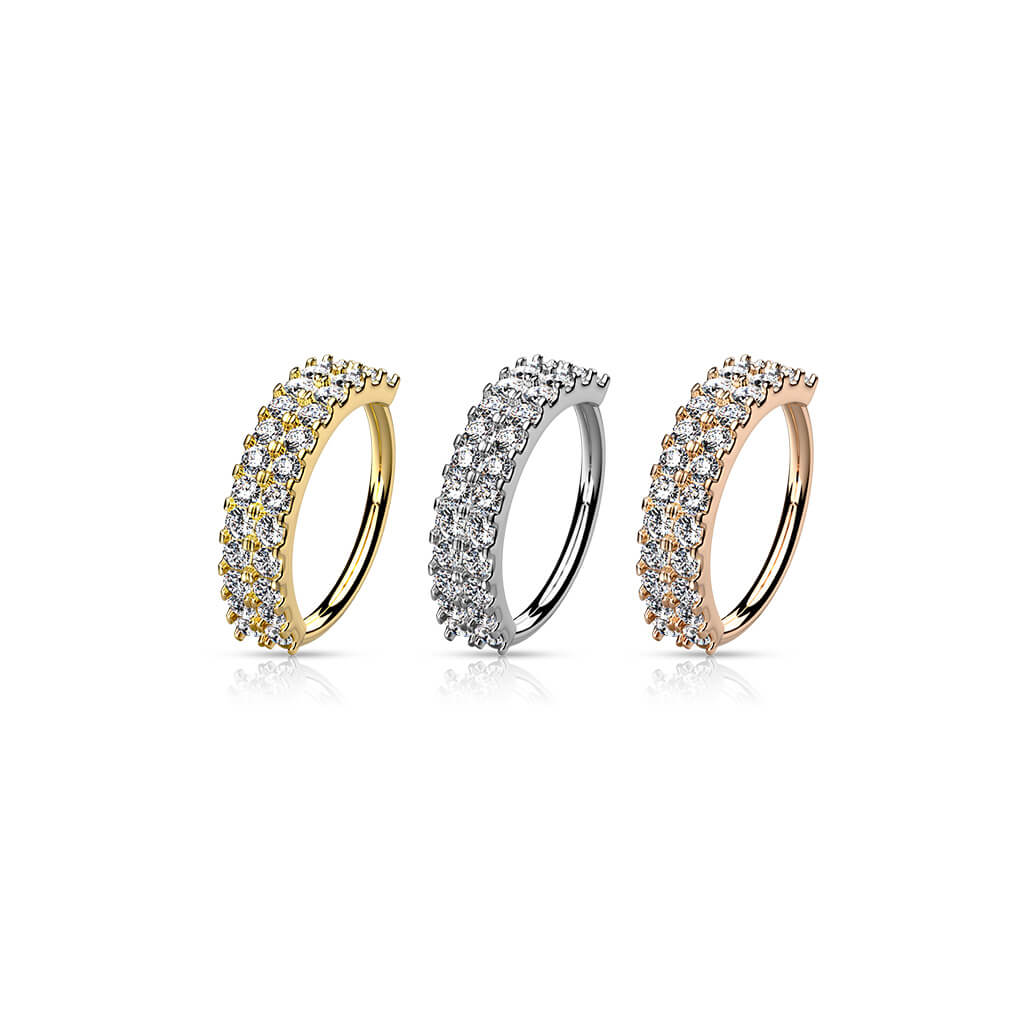 Double Lined CZ Half Circle Bendable Nose Hoop