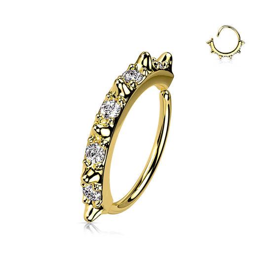Spike & CZ Bendable Nose Hoop