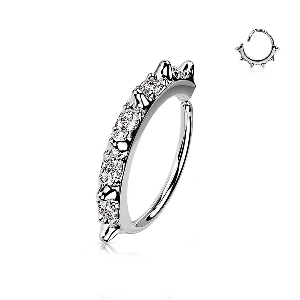 Spike & CZ Bendable Nose Hoop