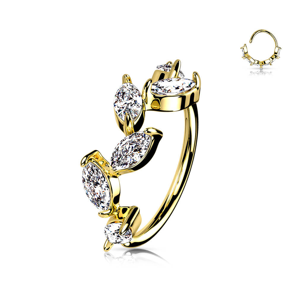 Marquise CZ Vine Bendable Nose Hoop