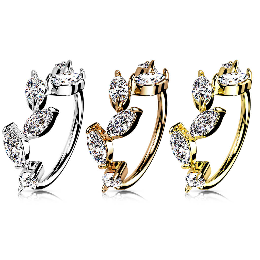Marquise CZ Vine Bendable Nose Hoop