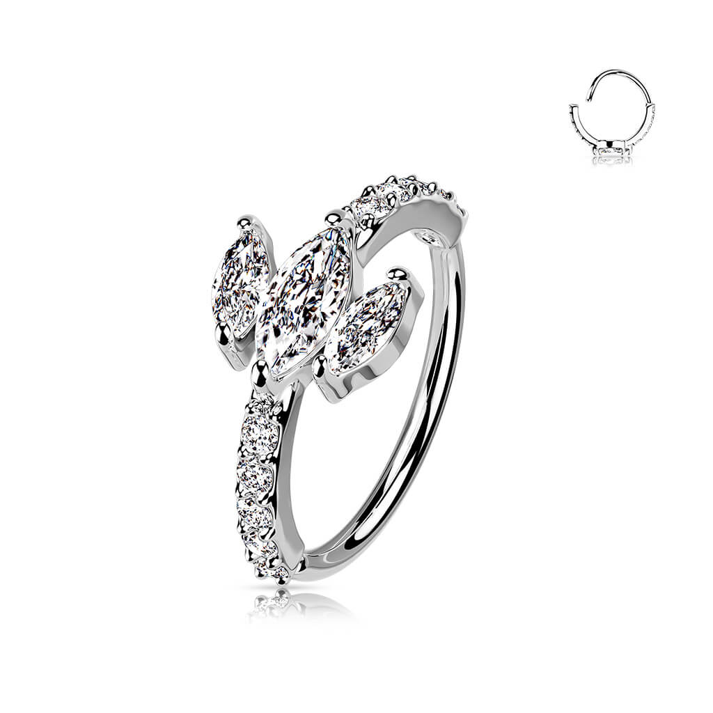 Triple Marquise CZ Pavé Bendable Nose Hoop