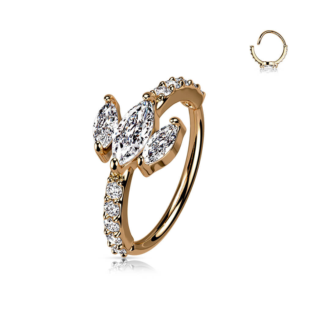 Triple Marquise CZ Pavé Bendable Nose Hoop