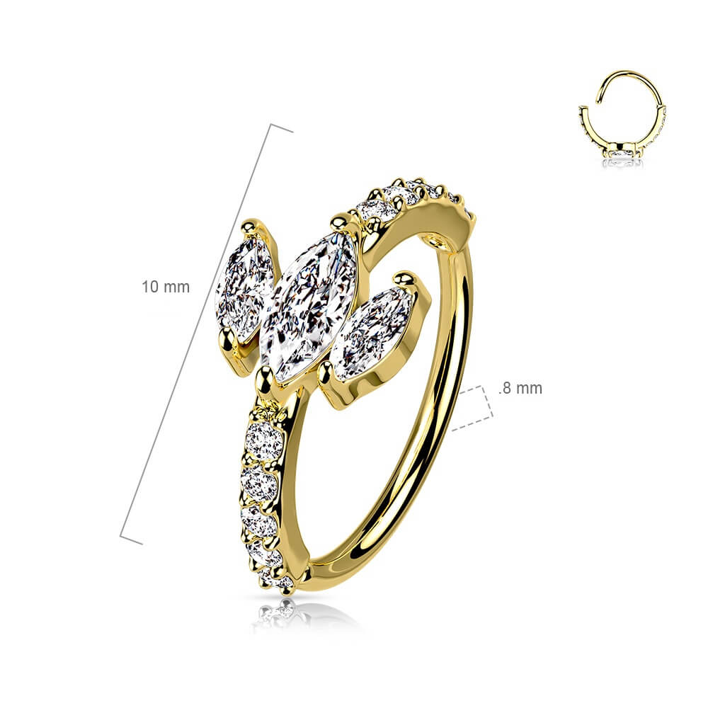 Triple Marquise CZ Pavé Bendable Nose Hoop