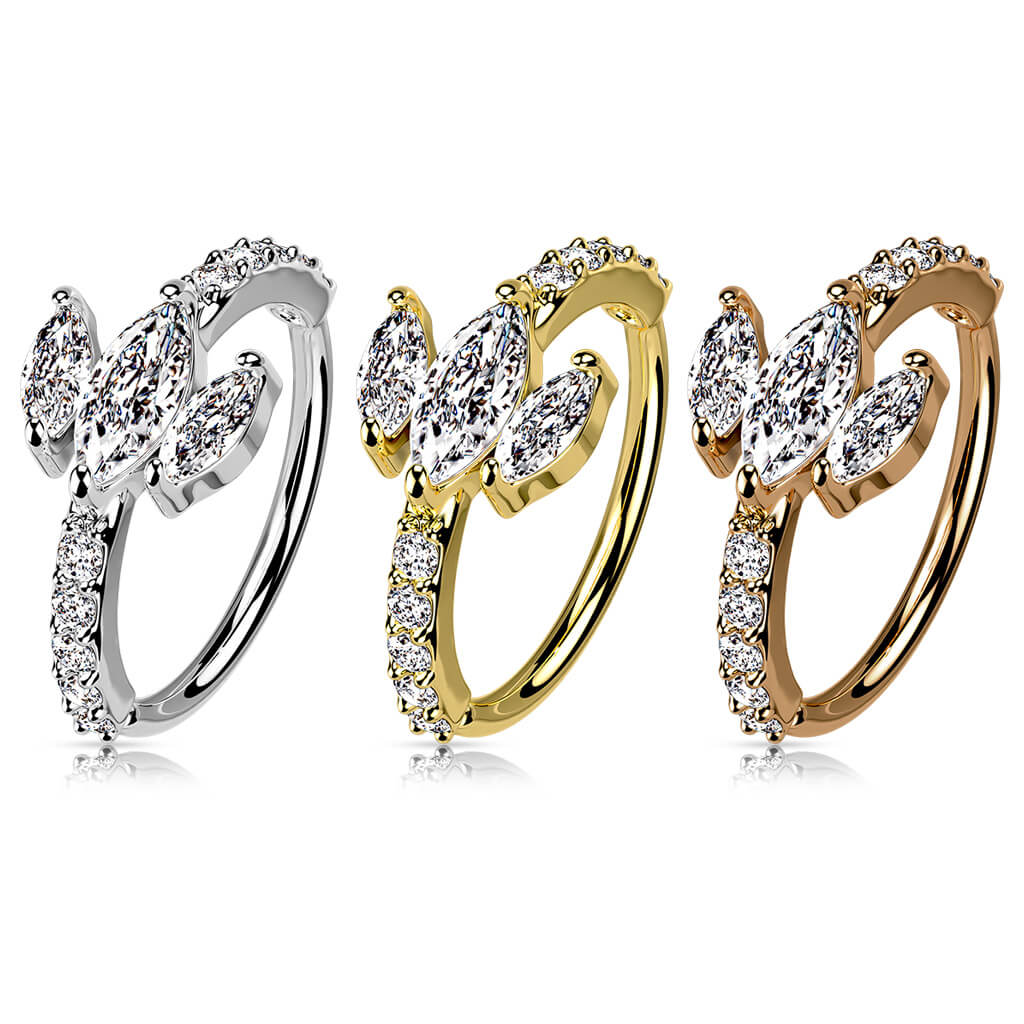 Triple Marquise CZ Pavé Bendable Nose Hoop