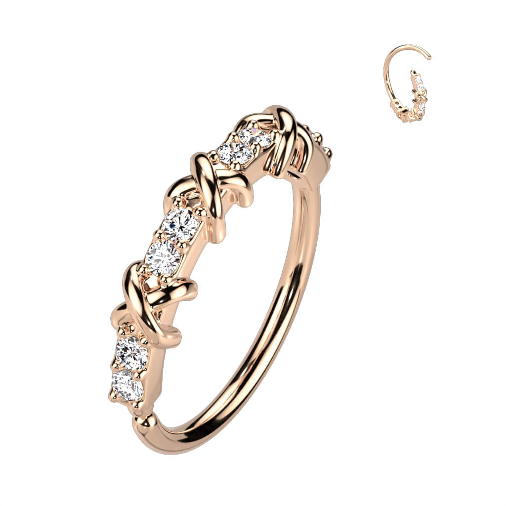 Pavé CZ & Criss Cross Bendable Nose Hoop