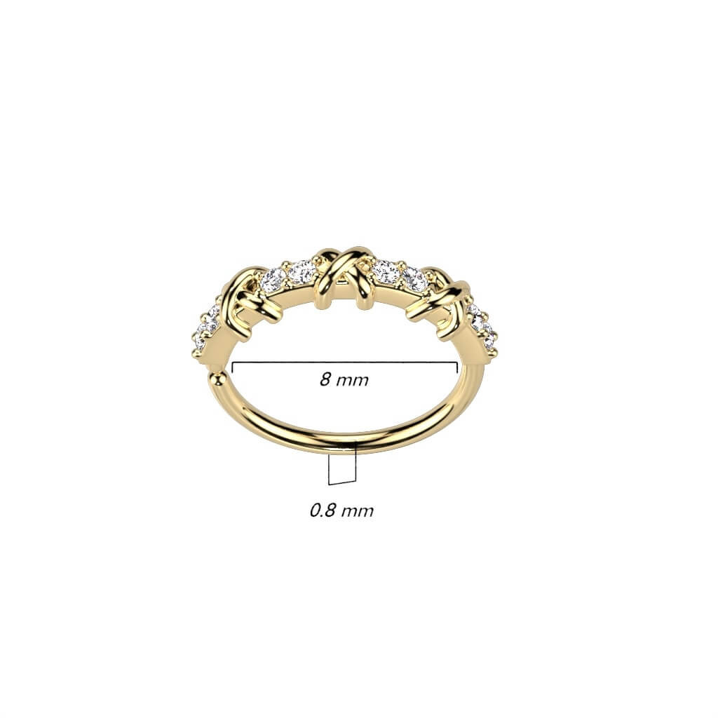 Pavé CZ & Criss Cross Bendable Nose Hoop