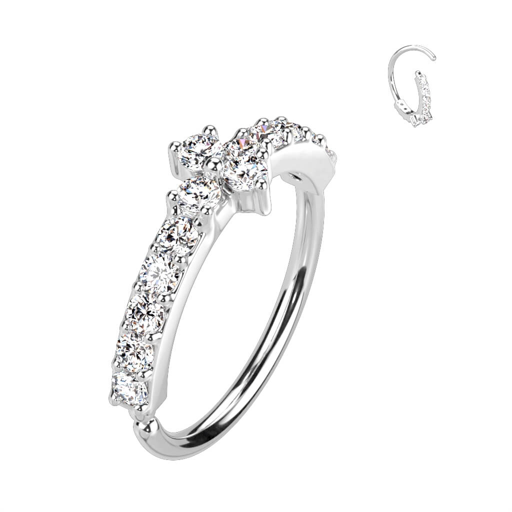 Triple CZ Triangle Bendable Nose Hoop