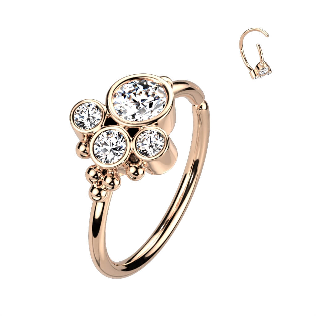Round CZ & Ball Cluster Bendable Nose Hoop