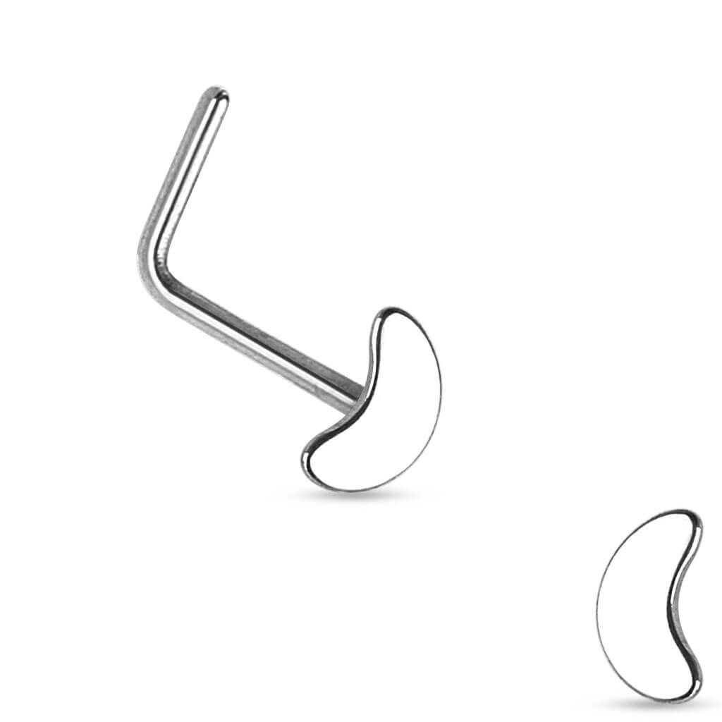 Crescent Moon L-Bend Nose Ring - Surgical Steel