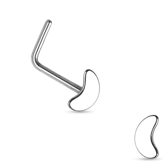 Crescent Moon L-Bend Nose Ring - Surgical Steel